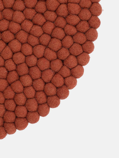 myfelt Filzkugel-Sitzauflage/Stuhlauflage - Lora - rund, 36 cm, Rostrot, Rostrot