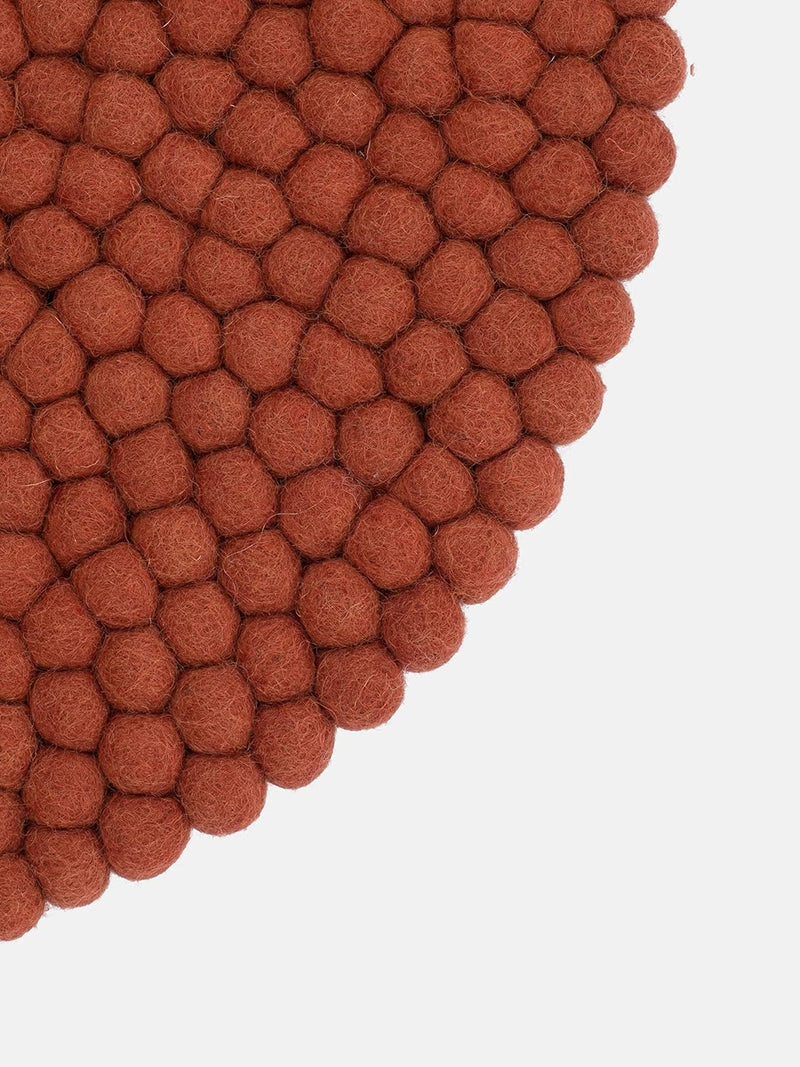 myfelt Filzkugel-Sitzauflage/Stuhlauflage - Lora - rund, 36 cm, Rostrot, Rostrot