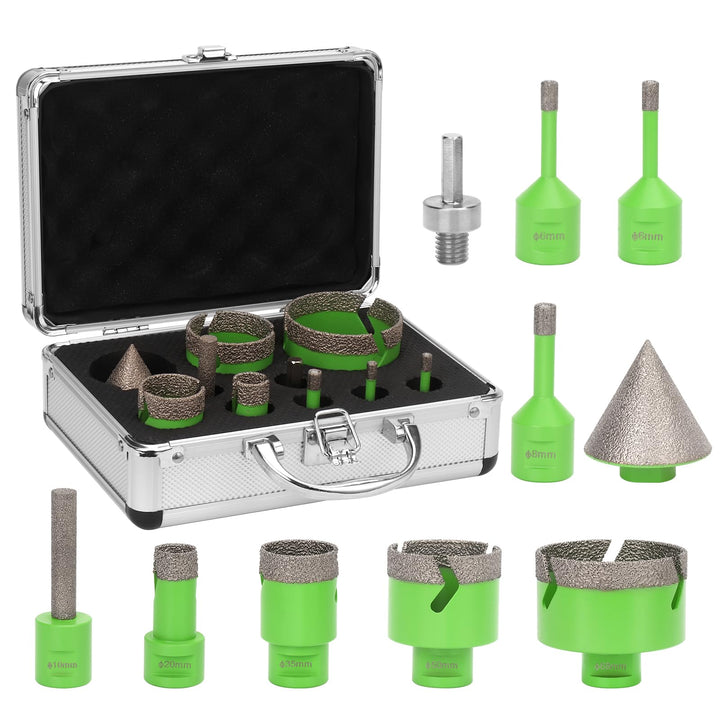 Snowtaros Diamant Fliesenbohrer Set, 6/6/8/20/35/50/68mm M14 Diamantbohrer mit 10mm Fingerbohrer/50m