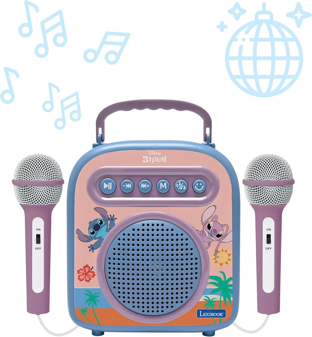 Lexibook, Disney Stitch, Drahtloser Lautsprecher mit 2 Mikrofonen, Rosa/blau, BTC050D, Stitch