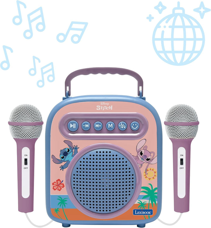 Lexibook, Disney Stitch, Drahtloser Lautsprecher mit 2 Mikrofonen, Rosa/blau, BTC050D, Stitch