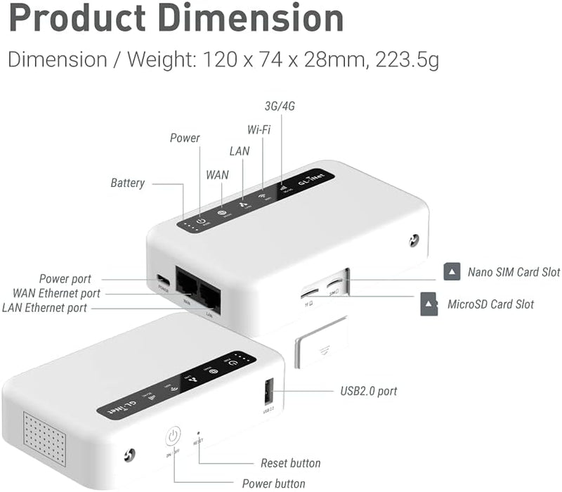 XE300(Puli) 4GLTE Mobile Smart VPN Router, Portable WiFi Wireless Travel Hotspot, EMEA (EC25-E Modul