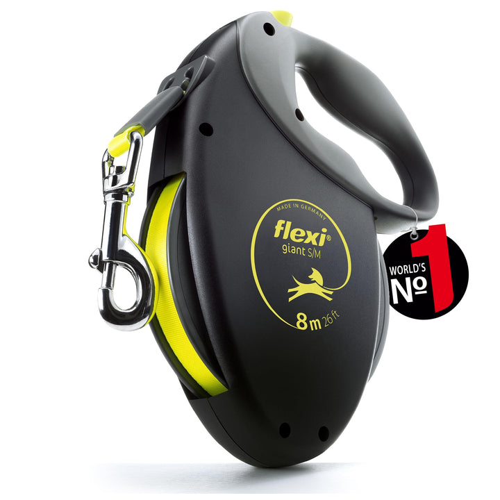 flexi Giant M Gurt 8 m für Hunde bis 25 kg, schwarz/neongelb schwarz/neongelb M 8 m Neon, schwarz/ne