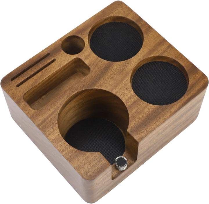 Kaffee Tamperstation 58 mm, Espresso Tamper Station, Massivholz Braun Barista-Werkzeug &amp; Kaffeenzube