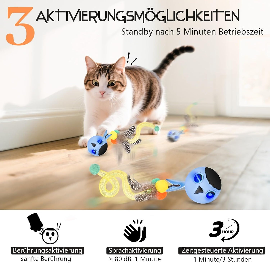 Zeepet katzenspielzeug Ball, Interaktives Katzenspielzeug, katzenball elektrisch, Automatisch Bewegl