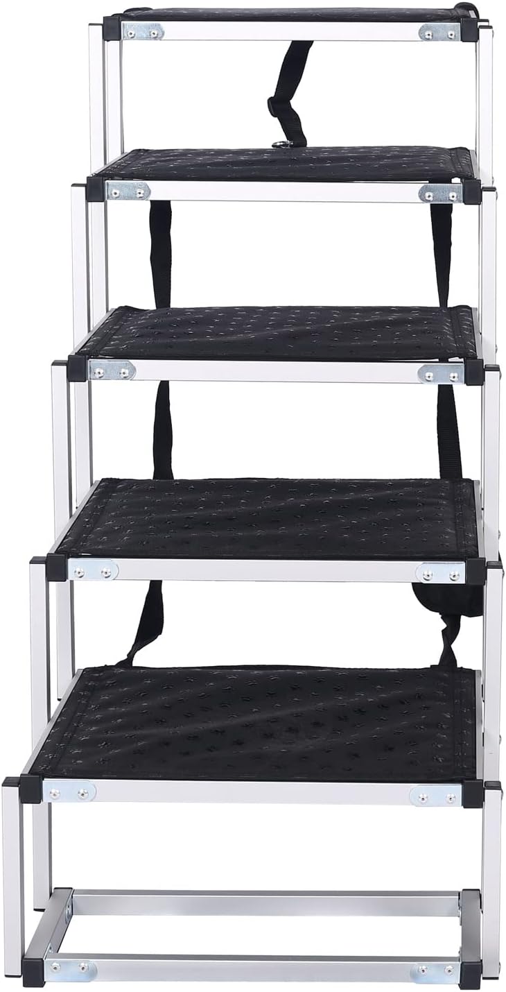 Wiltec Klappbare Haustiertreppe mit 5 rutschfesten Stufen Hundetreppe als Einstiegshilfe bis 68 kg a