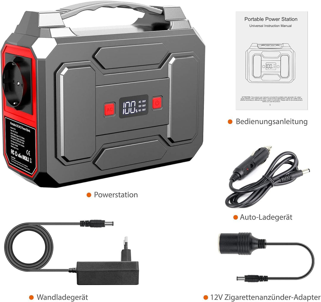 Powkey Tragbare Powerstation 99Wh/27000mAh Tragbares Powerbank 100W Solargenerator mit 230V AC/QC 3.