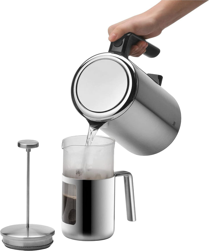 WMF Kult Coffeepress 1l, French Press, Kaffeebereiter für 6 Tassen, Glas, Cromargan Edelstahl mattie