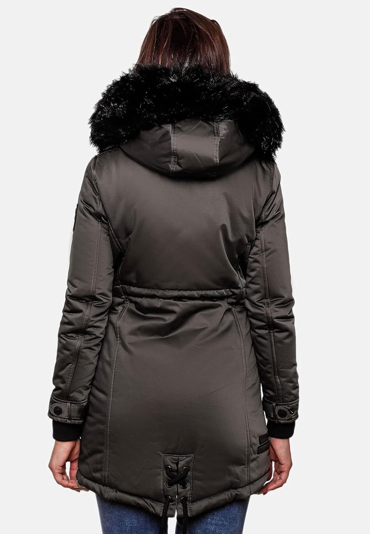 Navahoo Damen Warmer Winterparka mit Kapuze Luluna Prc XS-XXL XS Grau, XS Grau