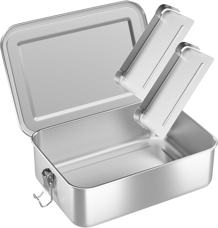 WELLGRO Edelstahl Dosen eckig - 550ml 850ml 1400ml 2400ml auslaufsicher Metall Brotdose Lunchbox, Ka