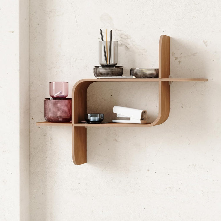 Umbra Montage Wandregal, Schweberegal aus Bugholz, Kautschukholz, Walnuss Antik, 62x15x47 cm Helle W
