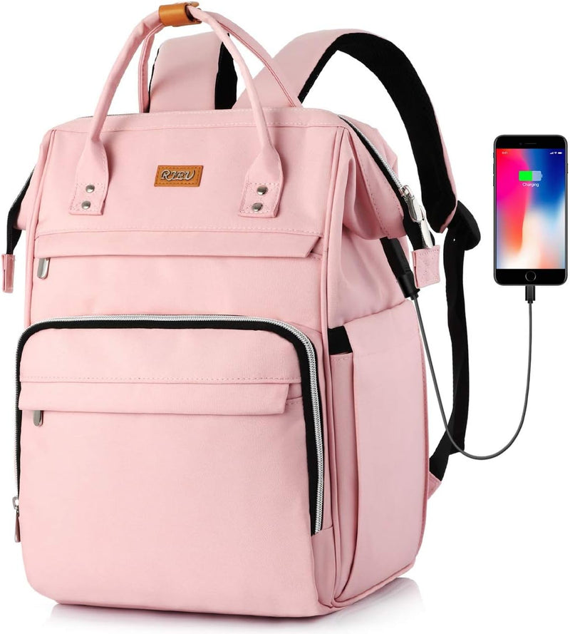 Schulrucksack Mädchen Teenager,Rucksack Schule,Schultasche Mädchen mit 15.6 Zoll Laptopfach & USB-La