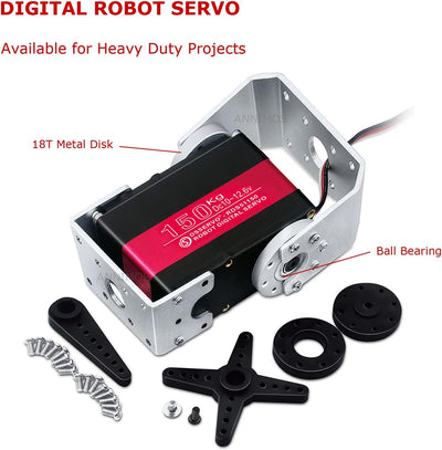 ANNIMOS 150KG Roboter Servomotor 12V Hochspannung hohes Drehmoment Stahlgetriebe grosse Digitale Len