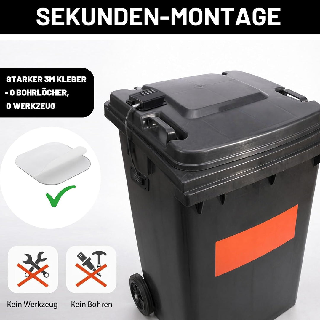 2 Stück Mülltonnenschloss Mülltonne Schloss - Sicherheitscode-Schloss für Mülltonnen 60-360L, ohne B