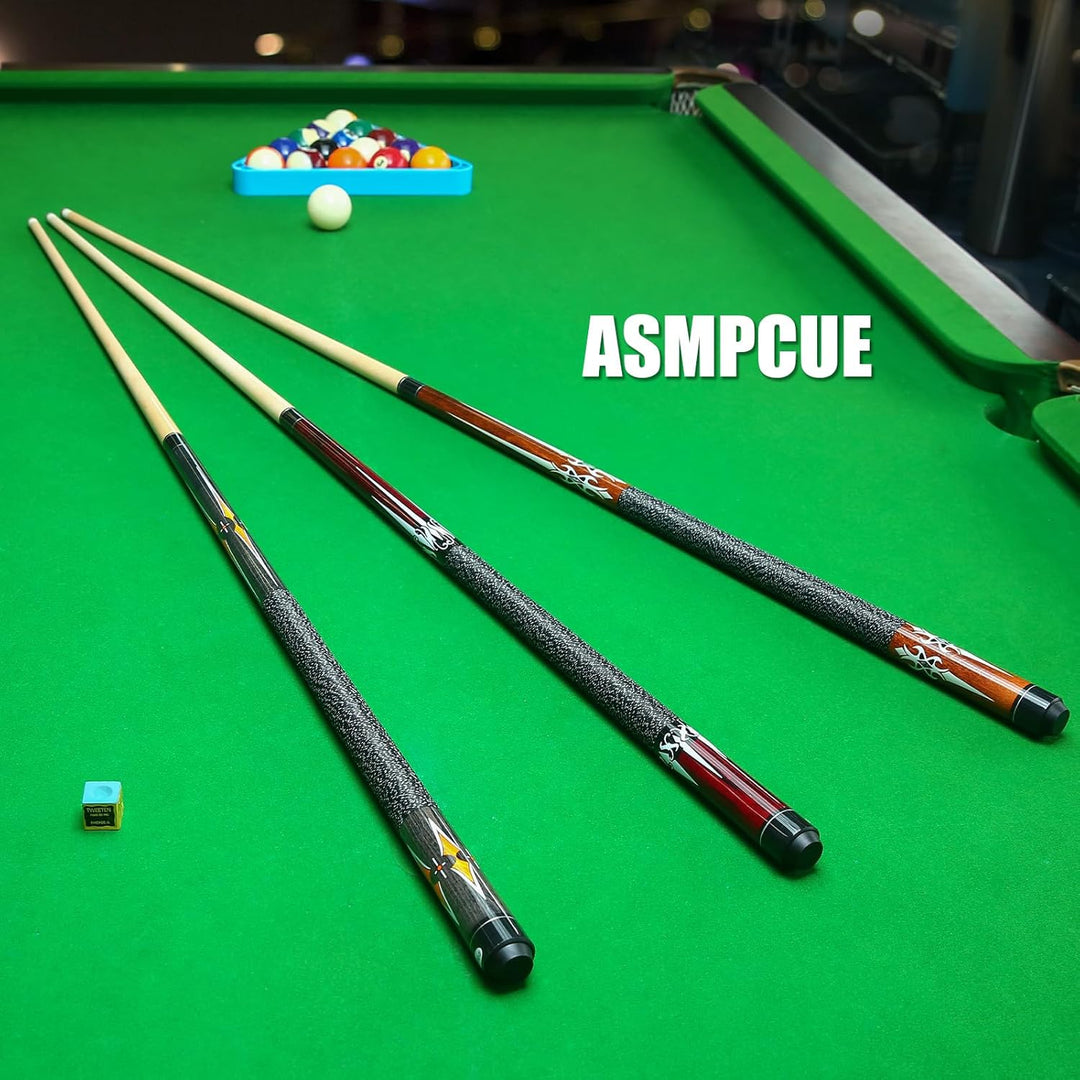 ASMPCUE Pool Queue, 58 Zoll Billard Queue Hardwood Pool Cue 13mm Spitzen für Professionelle Billards