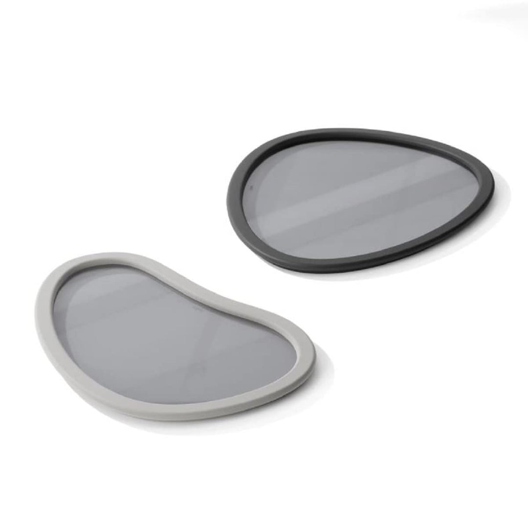 Umbra Hub Serviertabletts, Modernes Tablett-Set aus Glas mit Gummirahmen, 2er-Set, Anthrazit/Grau