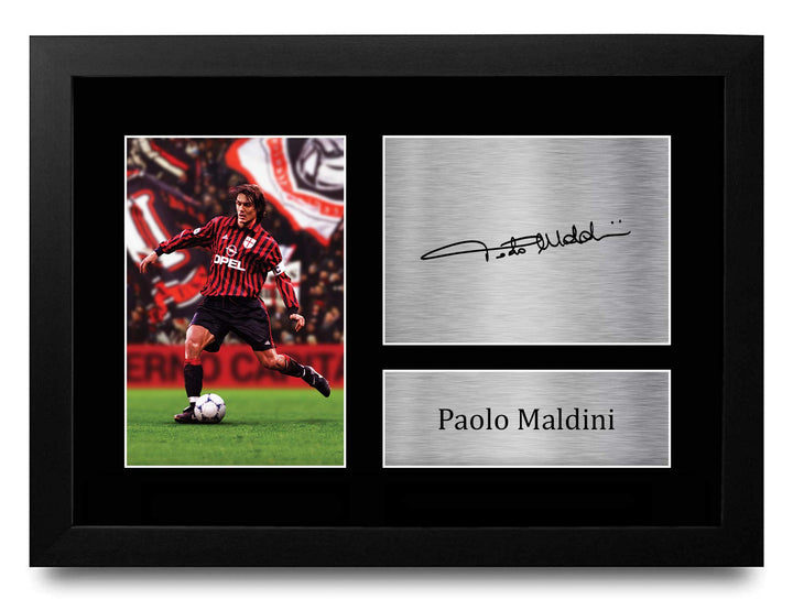 HWC Trading FR A4 Paolo Maldini Mailand Gifts gedrucktes Autogramm für Fans und Fans – A4 gerahmt (G