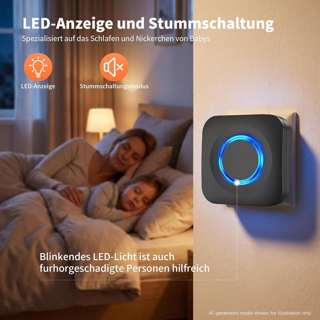 Funksignal Weiterleitung Set für vorhandene Türklingel, Klingelverstärker Funk Erweiterung inkl. 1 F