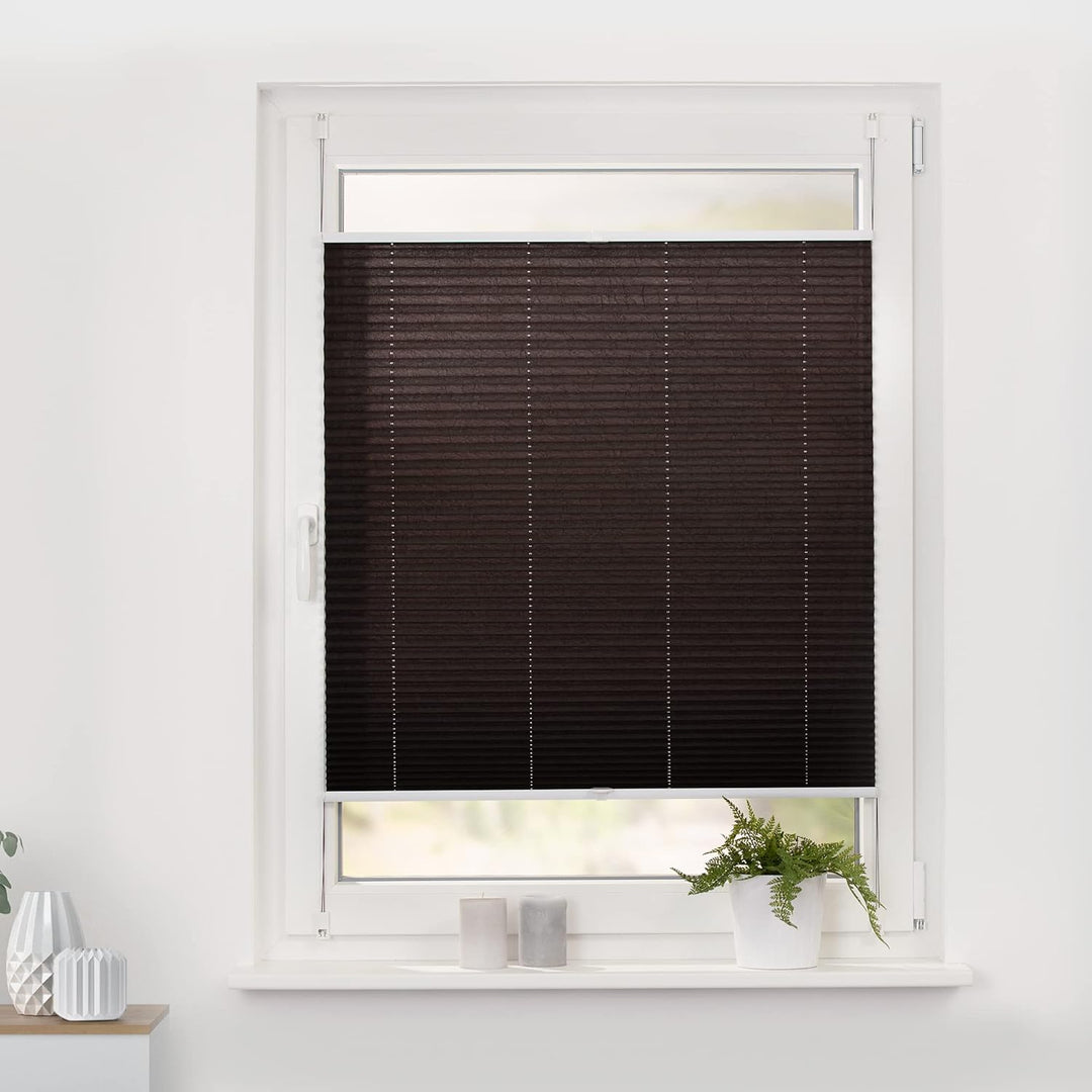Wohn-Guide PKV.110.130.24 Plissee Klemmfix, ohne Bohren, verspannt - Braun 110 cm x 130 cm (B x L) B