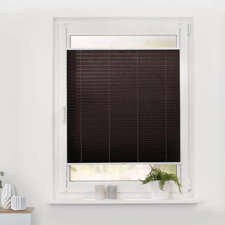 Wohn-Guide PKV.110.130.24 Plissee Klemmfix, ohne Bohren, verspannt - Braun 110 cm x 130 cm (B x L) B