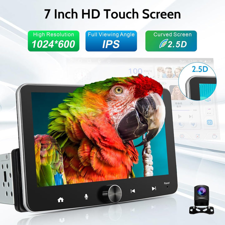 Android Autoradio 1 Din mit Bildschirm, 7 Zoll Wireless CarPlay Android Auto Radio Touch Display 64G