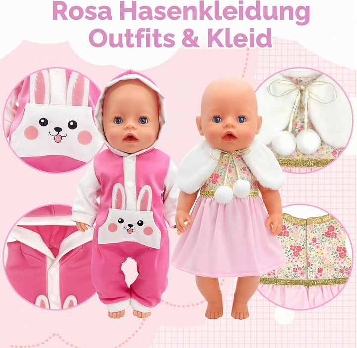 4 Stück Puppenkleidung für Baby Puppen, Kleidung kompatibel mit 35-43 cm New Born Baby Puppen, Puppe