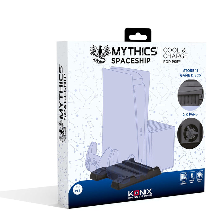 Konix Mythics Ladestation Cool & Charge Spaceship für Konsole, 2 DualSense-Controller und bis zu 11