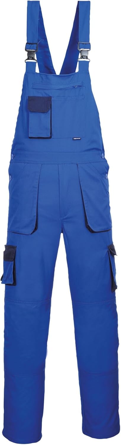 Portwest TX12 Herren Texo Kontrast Latzhose Arbeitslatzhose Königsblau L, K&#xF6;nigsblau Large