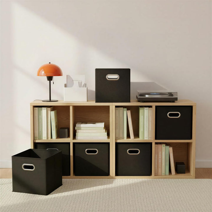 Haushalt Essentials 6 Stück Gewebe-Aufbewahrung Cube Mülleimer-Set mit Griffen, Marineblau schwarz,