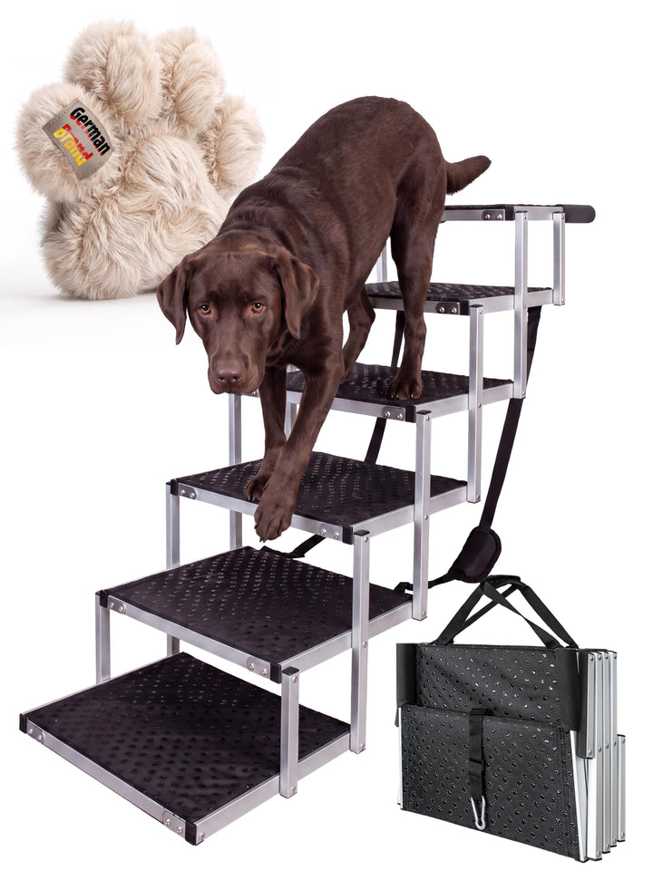 Hundetreppe für Auto 6 Stufen klappbar, 70 kg Belastbarkeit Hund Anti Rutsch Einstiegshilfe faltbar