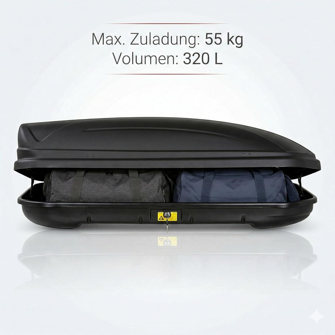 Dachbox VDP-MAA320 schwarz matt Auto-Dachkoffer abschliessbar 320 Liter