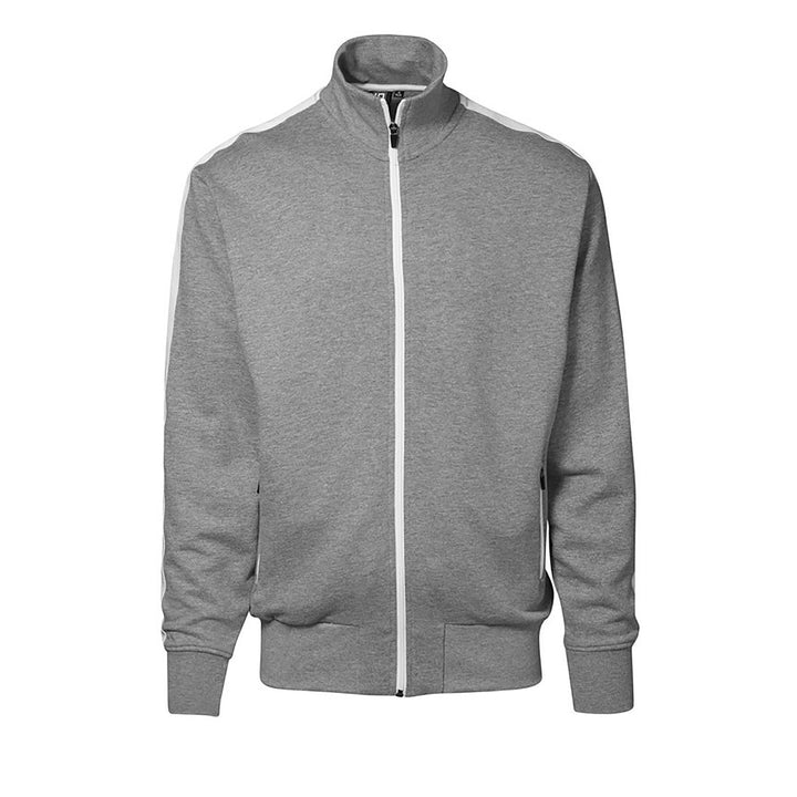 ID Herren Sweatjacke CARDIGAN m. Kontraststreifen (3XL, grau-meliert) Grau-Meliert