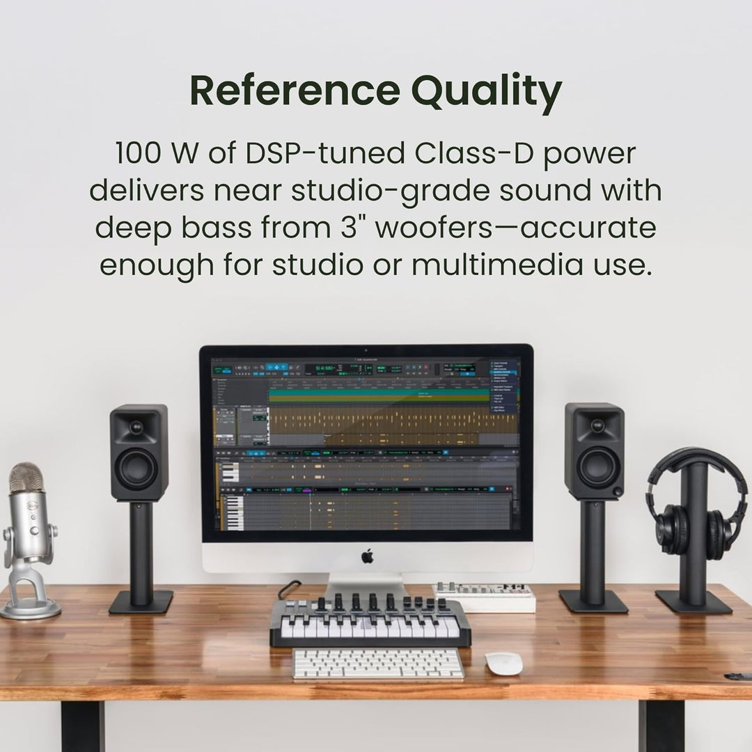 Kanto ORAMB 100W Powered Bi-amp Reference Desktop Computer Speakers w/Bluetooth 5.0 & USB-C | 100 Hz