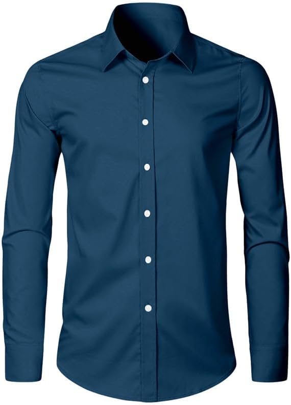 Elegancity Herren Hemd Langarm Einfarbig Businesshemd Regular Fit Freizeithemd Elastisches Business