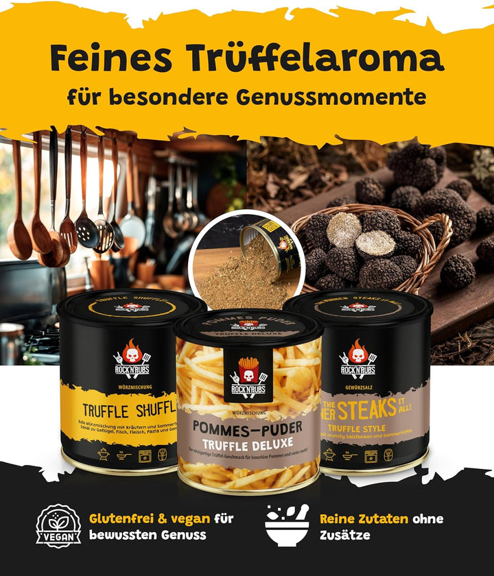 Rock'n'Rubs® Gewürz 3er Set Trüffel (Truffle Shuffle, Truffle Deluxe, Truffle Style) – Gourmet-Genus