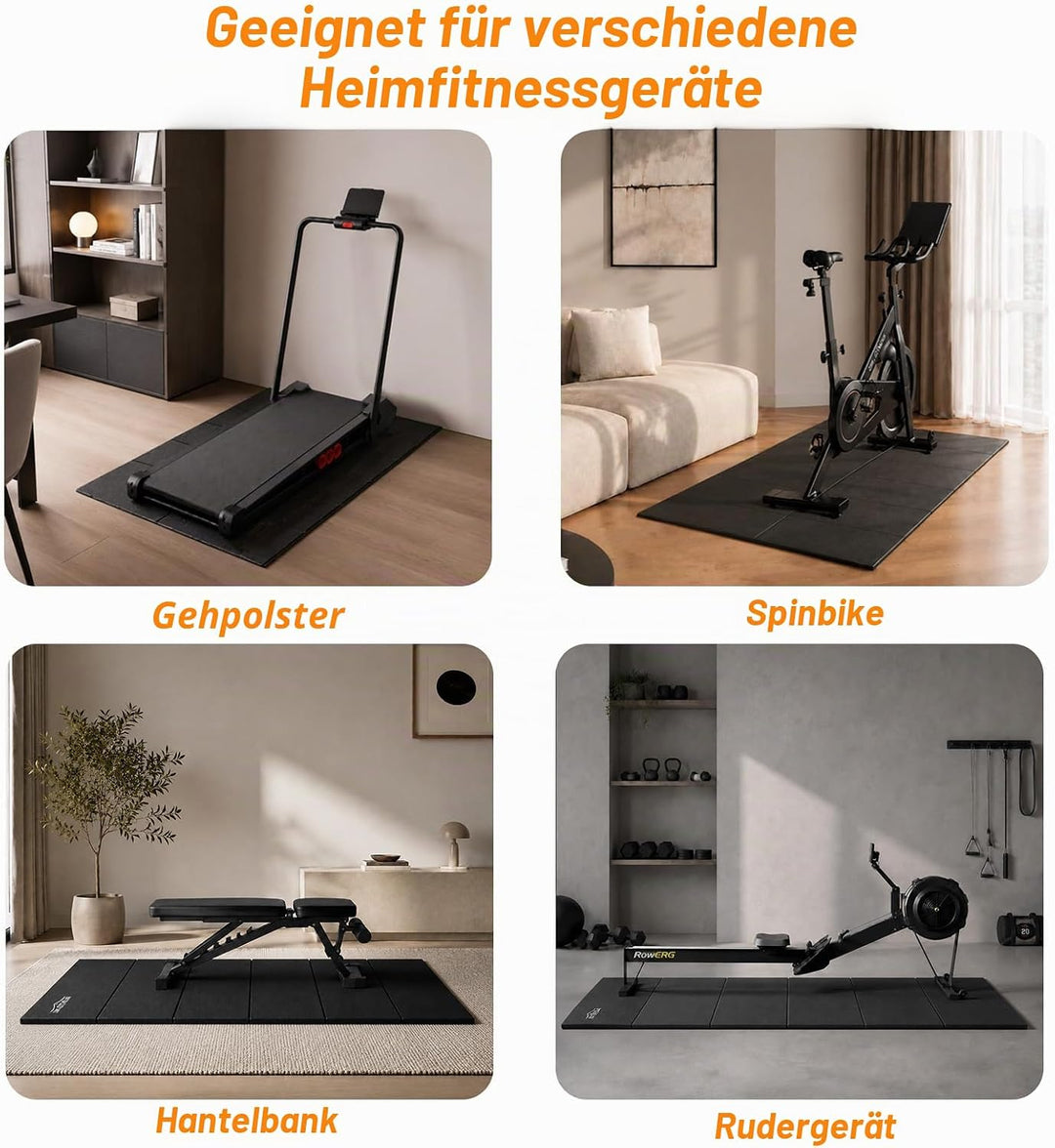 Walking Pad &amp; Laufbandmatte, rutschfester Bodenschutz mit Geräuschdämmung, faltbare Matte aus hochdi