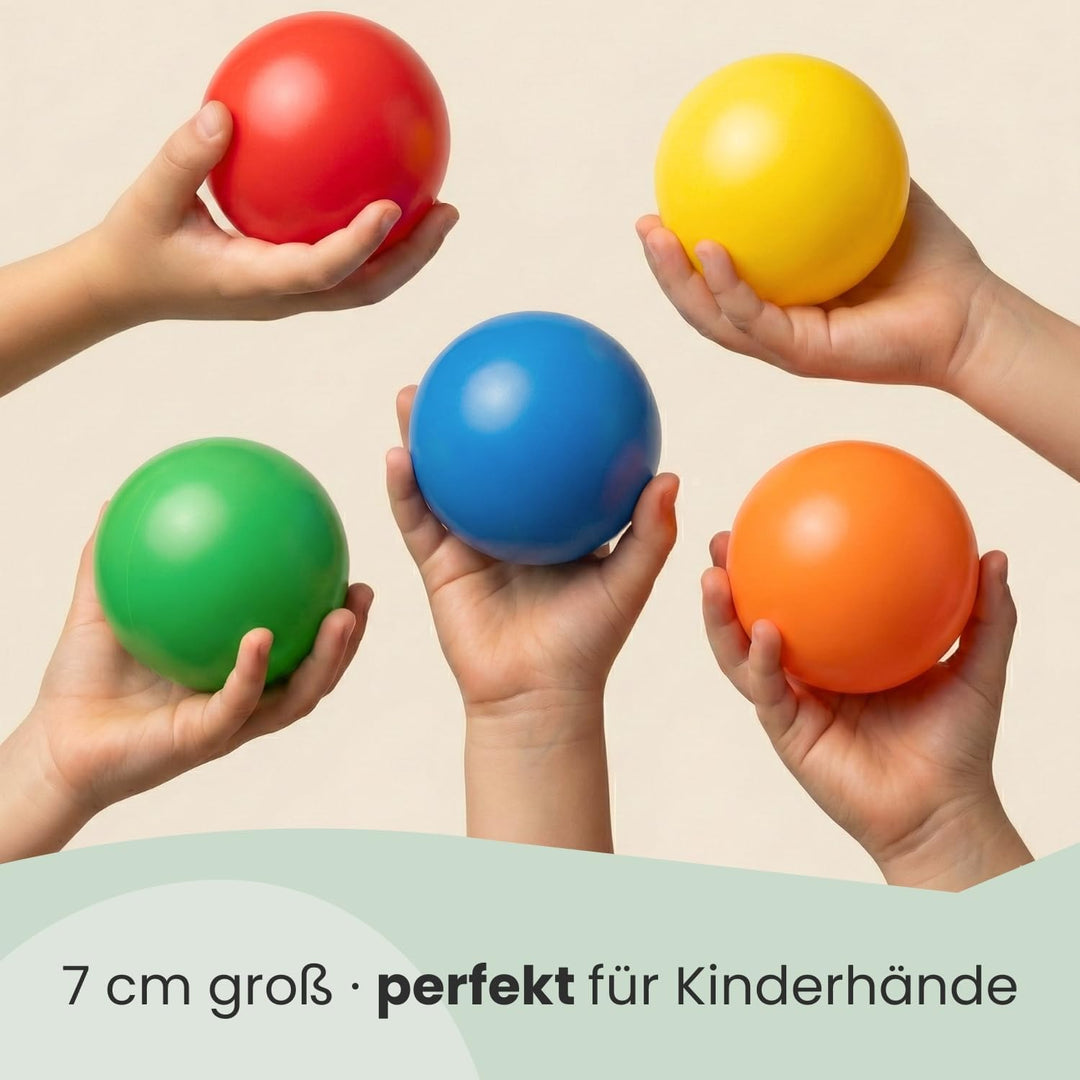 LittleTom 100 Bälle für Bällebad - 7cm Plastik Bälle Kinder Spielbälle - Babyball zum Greifen - Plas