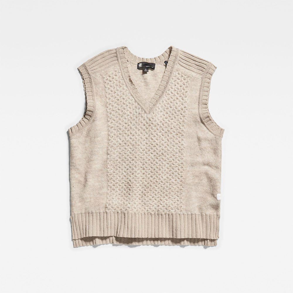 G-Star Raw Damen Structure Loose Knitted Pullunder Knits XS Beige (Brown Rice D22405-c928-d309), XS