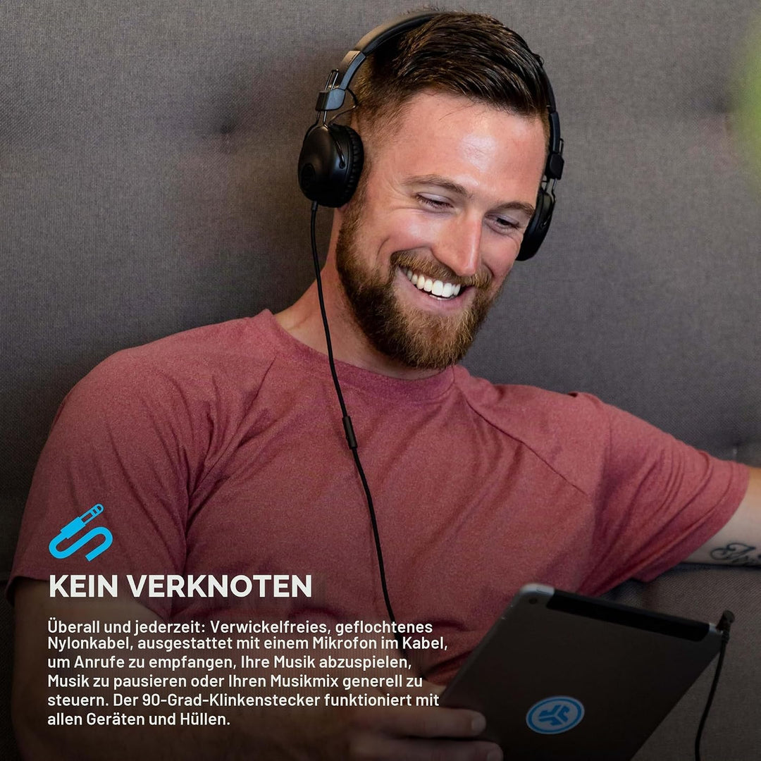 JLab Studio Kopfhörer, Kabelgebundene On-Ear Kopfhörer mit C3-Sound für Kristallklare Klangqualität,