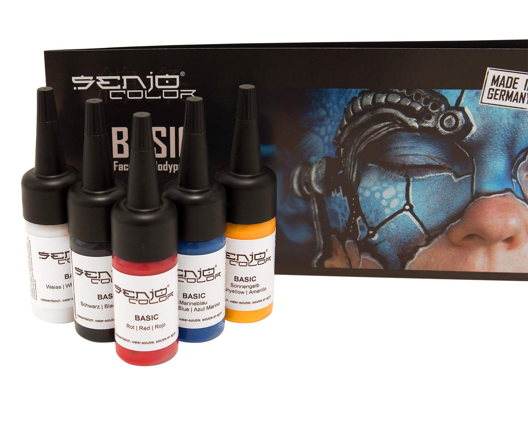 Senjo Color ® Airbrush Farben Set (Für Gesicht & Körper) Bodypainting Farben (5 x15ml) Farben: Schwa