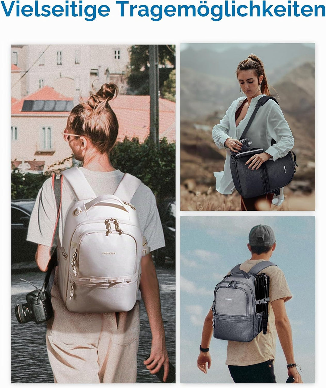 bagsmart Kamerarucksack,DSLR SLR Klein Kameratasche für Fotografen Kompatibel,Schultergurt 2-in-1 Re