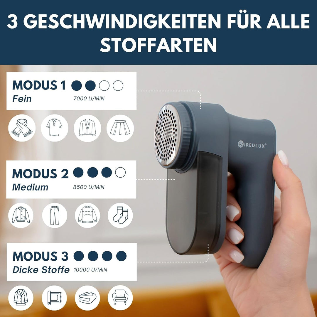 Fusselrasierer elektrisch aufladbar für Kleidung – Fusselentferner & Pilling-Rasierer mit 3 Geschwin