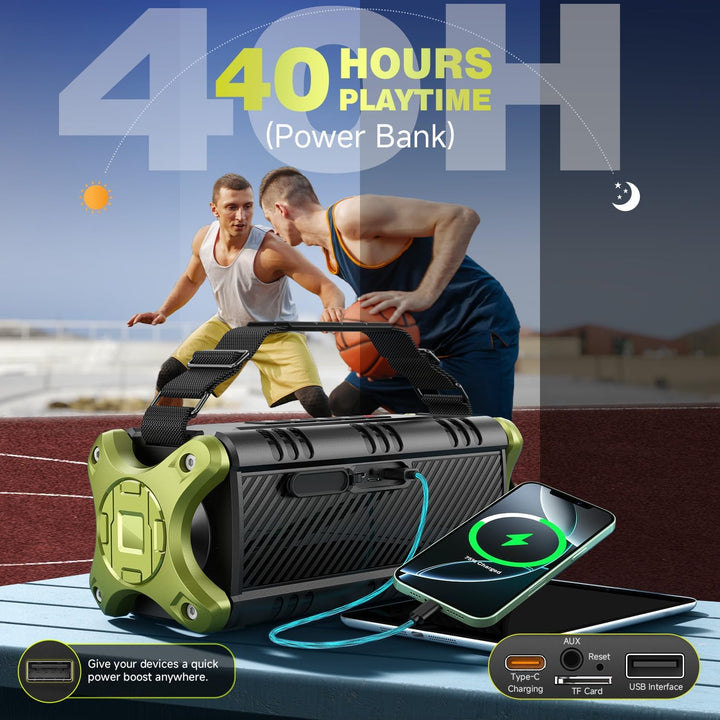 W-KING 50W(70W Gipfel) Bluetooth Lautsprecher IPX6 Wasserdicht, 24 Stunden Laufzeit, 8000mAh Power B