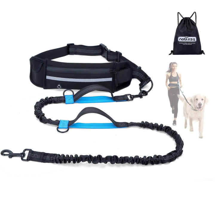 Nobleza Joggingleine für Hunde, freihändige Leine mit Gürteltasche, Handfreie Hundeleine für Laufen