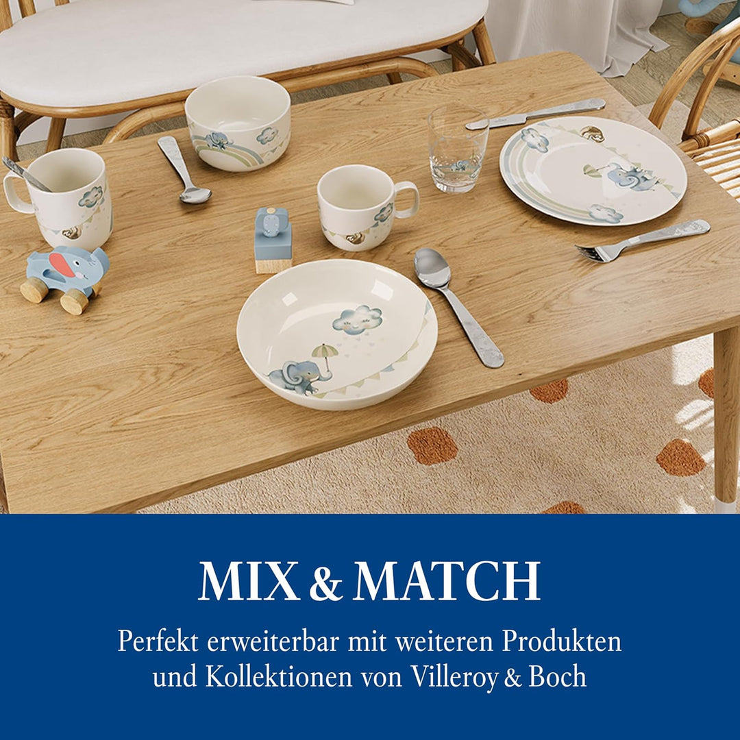 Villeroy & Boch – Boho Kids "Walk like an elephant" Kindergeschirr-Set 3 teilig Blau, Spülmaschinenf