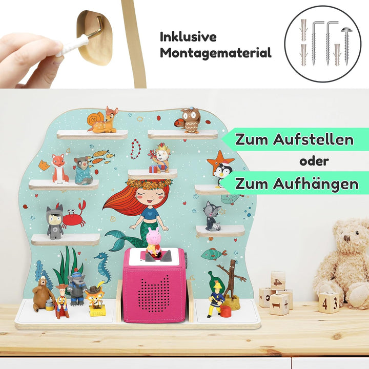 stadtecken Kinder Regal für Musikbox I Geeignet für die Toniebox und ca. 50 Tonies I Perfekte Aufbew