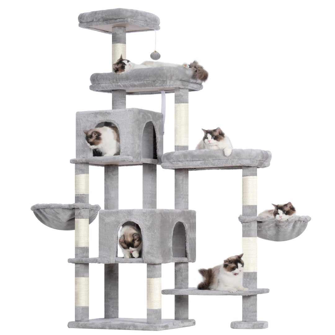 Hey-brother XXL Kratzbaum für gross Katzen, 180 cm hoch Stabil Katzenbaum mit rechts erweitert mit 3