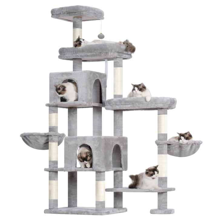 Hey-brother XXL Kratzbaum für gross Katzen, 180 cm hoch Stabil Katzenbaum mit rechts erweitert mit 3