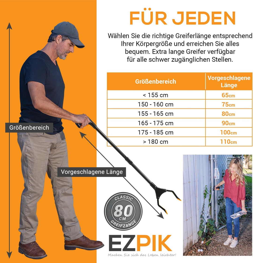 1 x EZPIK® 80 cm Greifer für Senioren mit Magnet-Greifarm, Robuste Greifzangen für Senioren, Mensche