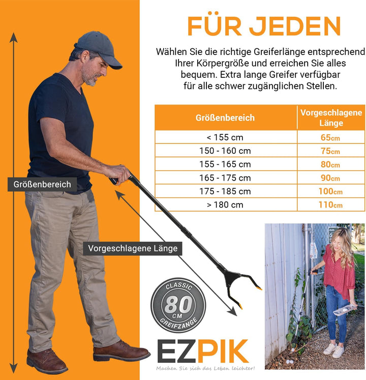 1 x EZPIK® 80 cm Greifer für Senioren mit Magnet-Greifarm, Robuste Greifzangen für Senioren, Mensche